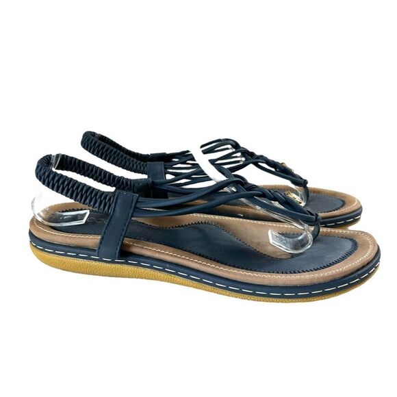 Socofy Blue Slingback Sandals - Picture 3 of 6